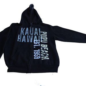 Kauai Poipu Beach Sweater Hoodie in Size Small Black